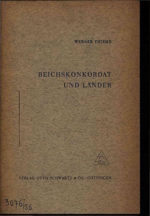 Bild des Verkufers fr Reichskonkordat und Lnder. Zur Frage der Vertragspartnerschaft von Bund und La?ndern hinsichtlich der Schulartikel der Reichskonkordats zum Verkauf von Antiquariat Bookfarm