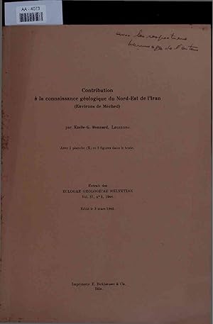 Imagen del vendedor de Contribution a la connaissance geologique du Nord-Est de l'Iran. AA-4073. Extrait des Eclogae Geologicae Helvetiae Vol. 37, No. 2, 1944 a la venta por Antiquariat Bookfarm