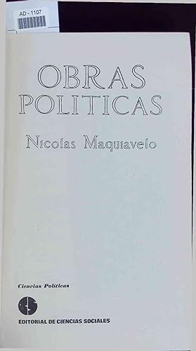 Bild des Verkufers fr Obras politicas. zum Verkauf von Antiquariat Bookfarm