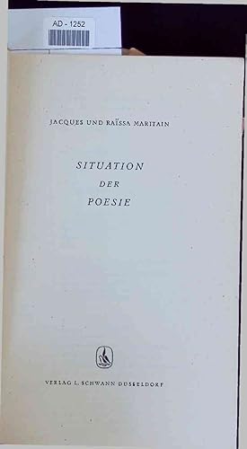 Imagen del vendedor de Situation Der Poesie. a la venta por Antiquariat Bookfarm