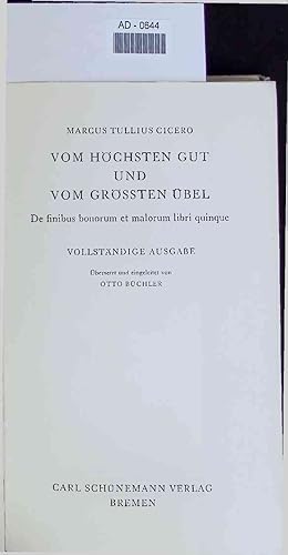 Bild des Verkufers fr Vom Hchsten Gut und vom Grssten bel. AD-0644. Vollstndige Ausgabe zum Verkauf von Antiquariat Bookfarm