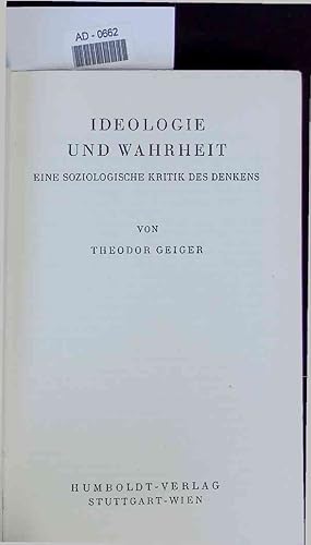 Seller image for Ideologie und Wahrheit. Eine soziologische Kritik des Denkens for sale by Antiquariat Bookfarm