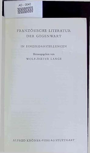 Imagen del vendedor de Franzsische Literatur der Gegenwart. AD-0640 a la venta por Antiquariat Bookfarm