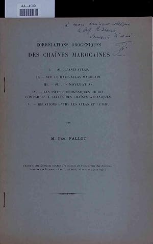 Bild des Verkufers fr Correlations orogeniques des chaines marocaines. zum Verkauf von Antiquariat Bookfarm