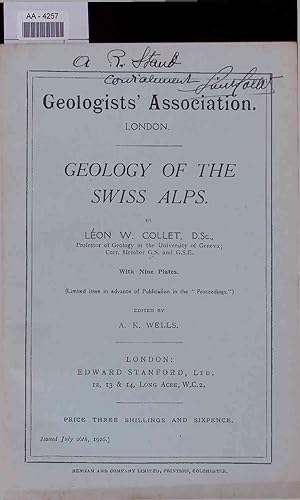 Bild des Verkufers fr Geology of the Swiss Alps. zum Verkauf von Antiquariat Bookfarm