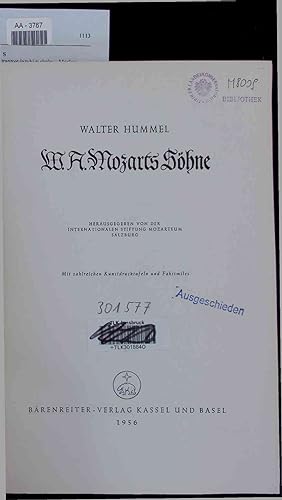 Imagen del vendedor de W. A. Mozarts Shne. AA-3767 a la venta por Antiquariat Bookfarm