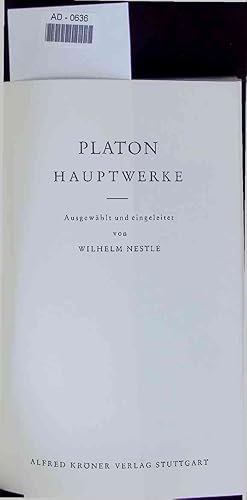 Imagen del vendedor de Platon Hauptwerke. AD-0636 a la venta por Antiquariat Bookfarm