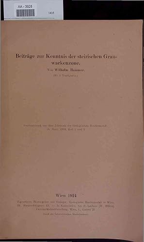 Bild des Verkufers fr Beitrge zur Kenntnis der steirischen Grauwackenzone. AA-3928 zum Verkauf von Antiquariat Bookfarm