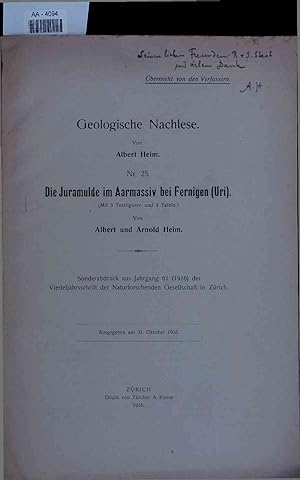 Bild des Verkufers fr Geologische Nachlese. AA-4094. Nr. 25. Die Juramulde im Aarmassiv bei Fernigen (Uri) zum Verkauf von Antiquariat Bookfarm