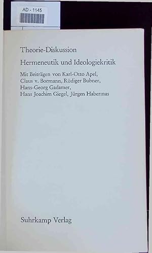 Immagine del venditore per Theorie-Diskussion. Hermeneutik und Ideologiekritik venduto da Antiquariat Bookfarm