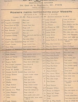 Seller image for Circa 1930 price list for H. Quantin, Horticulteur - Grainier (in French) for sale by Wickham Books South
