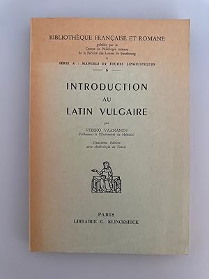 Bild des Verkufers fr Introduction au latin vulgaire. zum Verkauf von Wissenschaftl. Antiquariat Th. Haker e.K