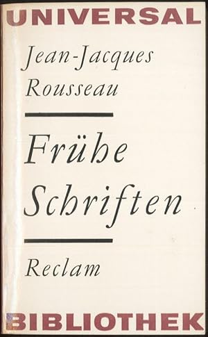 Bild des Verkufers fr Rousseau Frhe Schriften Reclams Universal-Bibliothek Band 235 zum Verkauf von Flgel & Sohn GmbH