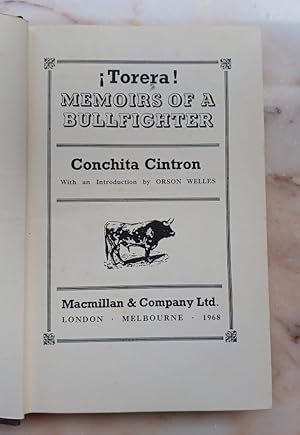 Seller image for Torera. Memoirs of a bullfighter. With an introduction by Orson Welles. for sale by Libreria Anticuaria Camino de Santiago