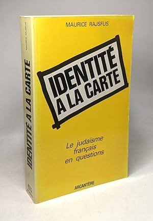 Image du vendeur pour Identit  la carte : Le judasme franais en questions mis en vente par crealivres