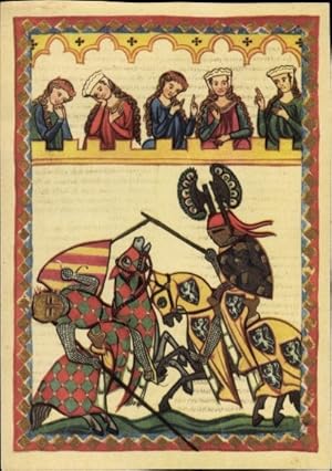 Bild des Verkufers fr Knstler Ansichtskarte / Postkarte Herr Walther von Klingen um 1260, Ritter im Turnier, Pferde zum Verkauf von akpool GmbH