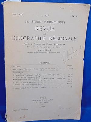 Seller image for 1938 Les tudes Rhodaniennes. Vol. XIV N1. Villefranche en Beaujolais for sale by librairie le vieux livre