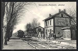 Ansichtskarte Warmeriville, Bahnhof in Frankreich mit Zug