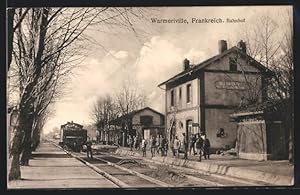 Ansichtskarte Warmeriville, Bahnhof von der Gleisseite