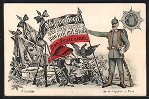 Ansichtskarte Potsdam, Es lebe hoch das Regiment das sich mit Stolz das Erste nennt, 1. Garde-Reg...
