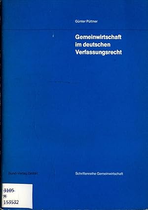 Bild des Verkufers fr Gemeinwirtschaft im deutschen Verfassungsrecht Band 37 zum Verkauf von avelibro OHG