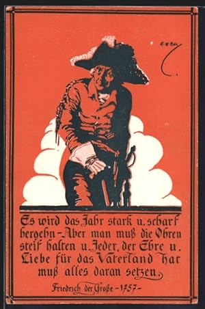 Seller image for Knstler-Ansichtskarte Knig Friedrich II. (der Grosse) in Uniform mit Dreispitz for sale by Bartko-Reher