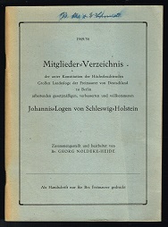 Mitglieder-Verzeichnis, der . Johannis-Logen von Schleswig-Holstein: 1949/50. -