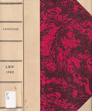 Bild des Verkufers fr Language, volume LXIV, anno 1988 Journal of the linguistic society of America zum Verkauf von Biblioteca di Babele