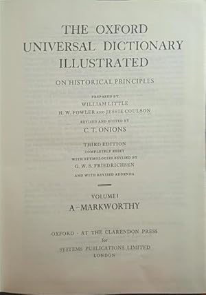 Bild des Verkufers fr THE OXFORD UNIVERSAL DICTIONARY ILLUSTRATED. [2 VOLS.] zum Verkauf von Livraria Castro e Silva