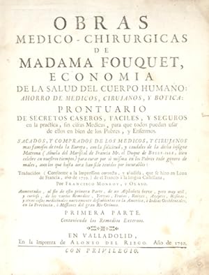 Immagine del venditore per OBRAS MEDICO-CHIRURGICAS DE MADAMA FOUQUET, venduto da Livraria Castro e Silva