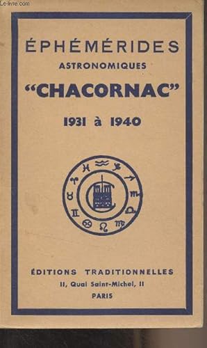 Bild des Verkufers fr Ephmrides astronomiques "Chacornac" 1931  1940 zum Verkauf von Le-Livre