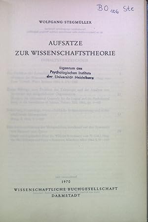 Imagen del vendedor de Aufstze zur Wissenschaftstheorie. a la venta por books4less (Versandantiquariat Petra Gros GmbH & Co. KG)