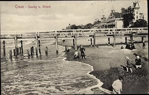 Bild des Verkufers fr Ansichtskarte / Postkarte Selenogradsk Ostseebad Cranz Ostpreuen, Seesteg und Strand zum Verkauf von akpool GmbH