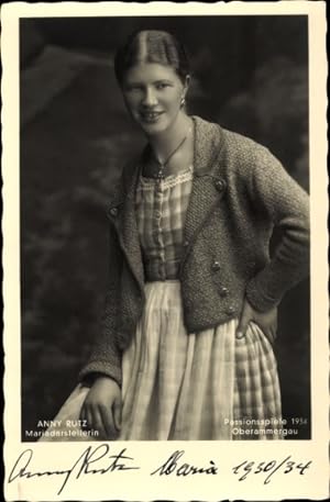 Ansichtskarte / Postkarte Oberammergau, Passionsspiele 1934, Mariadarstellerin Anny Rutz