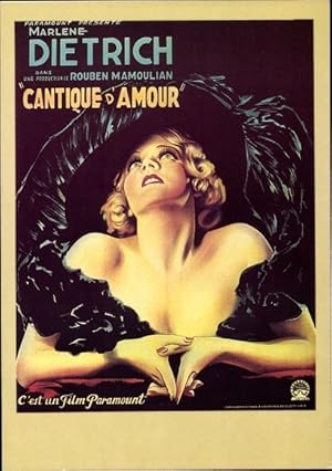 Seller image for Ansichtskarte / Postkarte Schauspielerin Marlene Dietrich, Portrait, Cantique d'Amour for sale by akpool GmbH