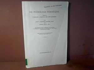 Bild des Verkufers fr Die Phnologie Norwegens. Teil III: Tabellen. zum Verkauf von Antiquariat Deinbacher