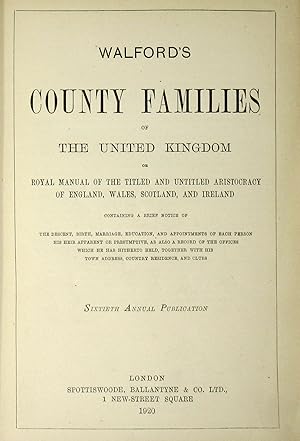 Walford's County Families of the United Kingdom.