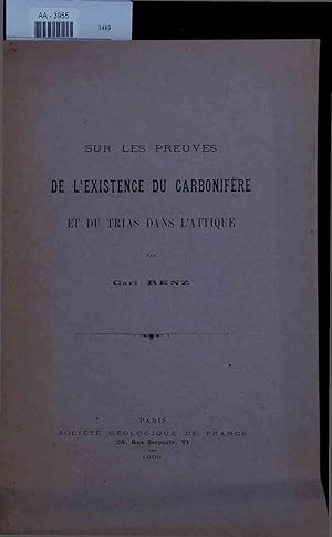 Immagine del venditore per Sur les preuves de l'existence du carbonifere et du trias dans l'Attique. venduto da Antiquariat Bookfarm