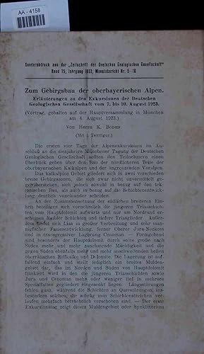 Immagine del venditore per Zum Gebirgsbau der oberbayerischen Alpen. Erluterungen zu den Exkursionen der Deutschen Geologischen Gesellschaft vom 7. bis 10. August 1923 venduto da Antiquariat Bookfarm