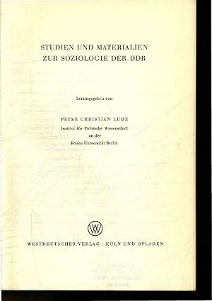 Bild des Verkufers fr Studien und Materialen zur Soziologie der DDR. zum Verkauf von Antiquariat Bookfarm