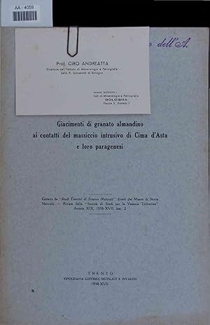 Seller image for Giacimenti di granato almandino ai contatti del massiccio intrusivo di Cima d'Asta e loro paragenesi. AA-4059 for sale by Antiquariat Bookfarm