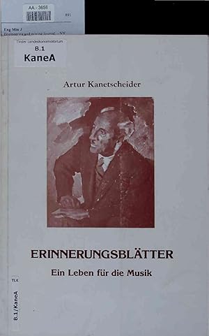 Seller image for Erinnerungsbla?tter: ein Leben fu?r die Musik. for sale by Antiquariat Bookfarm