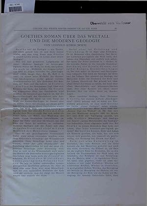 Bild des Verkufers fr Goethes Roman ber das Weltall und die Moderne Geologie. AA-4144 zum Verkauf von Antiquariat Bookfarm