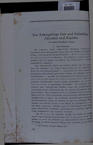 Bild des Verkufers fr Das Faltengebirge Ost- und Sdafrikas: Afriziden und Kapiden. AA-4291 zum Verkauf von Antiquariat Bookfarm
