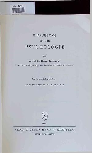 Imagen del vendedor de Einfhrung in die Psychologie. AD-1331 a la venta por Antiquariat Bookfarm