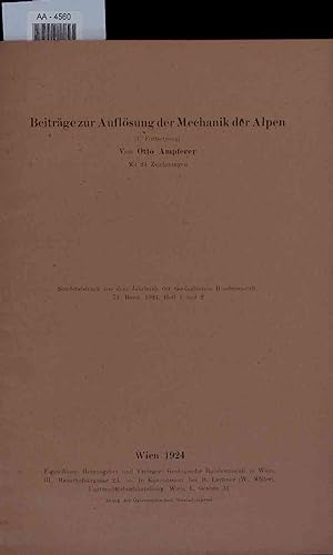 Bild des Verkufers fr Beitrge zur Auflsung der Mechanik der Alpen. zum Verkauf von Antiquariat Bookfarm