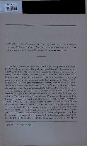 Seller image for Sur l'existence du Trias inferieur a facies oceanique au Sud de Luang-Prabang (Laos) et sur la paleogeographie de l'Asie Sud-orientale a cette epoque. for sale by Antiquariat Bookfarm