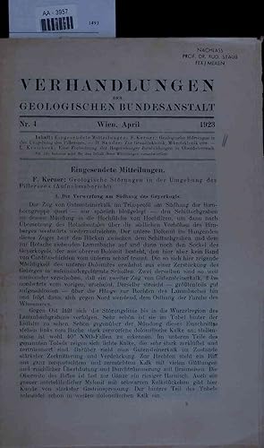 Image du vendeur pour Geologische Strungen in der Umgebung des Pillersees (Aufnahmsbericht). mis en vente par Antiquariat Bookfarm