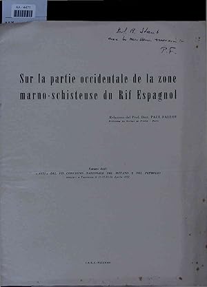 Bild des Verkufers fr Sur la partie occidentale de la zone marno-schisteuse du Rif Espagnol. zum Verkauf von Antiquariat Bookfarm