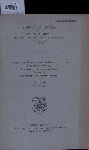 Immagine del venditore per Die Gebirge von Agrapha (Pndos). AA-4344. Separat-Abdruck aus dem Neuen Jahrbuch fr Mineralogie, Geologie und Palaontologie, Beilage-Band XL (S. 229-252) venduto da Antiquariat Bookfarm